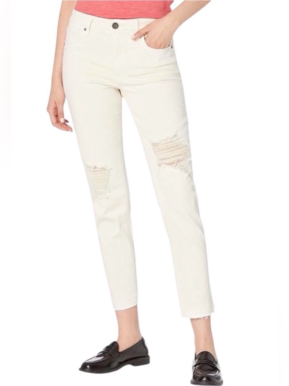 Kut Rachael Released Hem Distressed Fab Ab Mom Jean size 6L Long EUC